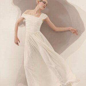 Christian Dior Women's Maxi Dress Sz 8 White Draped Spring Summer 2019 Italy